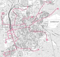 Stadtplan Darmstadt mit innerstädtischen Buslinien