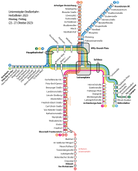 Liniennetzplan Straßenbahn, gültig in den Herbstferien Montag bis Freitag