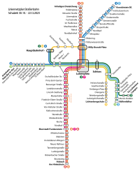 Liniennetzplan Straßenbahn, gültig von 30.10.-22.12.2023