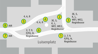 Geänderte Haltepunkte Luisenplatz ab 30. Oktober 2023